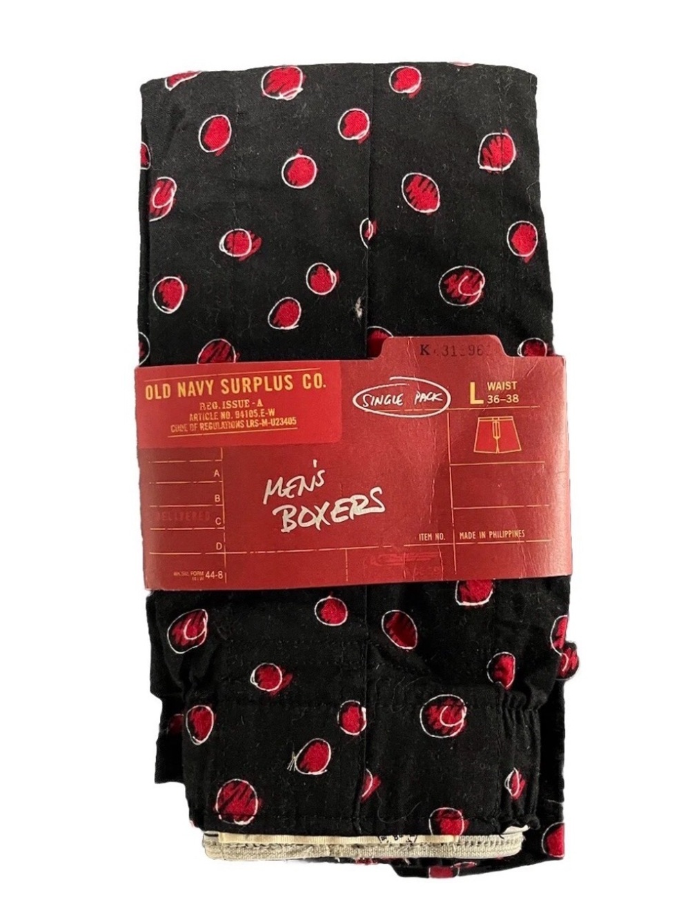 Old Navy Surplus Co Boxers Black Red Circles Men’s Size L Cotton NWT